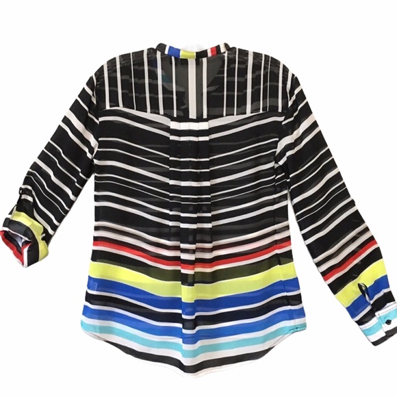 TOP ANA 1/4 TAB FRONT ROLL TAB SLEEVES STRIPES red white blue black yellow PS - Picture 4 of 11